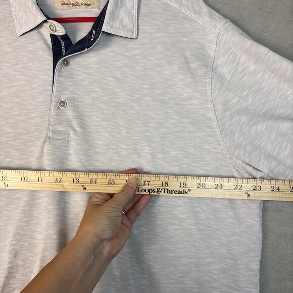 Tommy Bahama Polo Shirt Men's XL Gray Short Sleeve Collared Logo Modal Blend - Picture 7 of 9